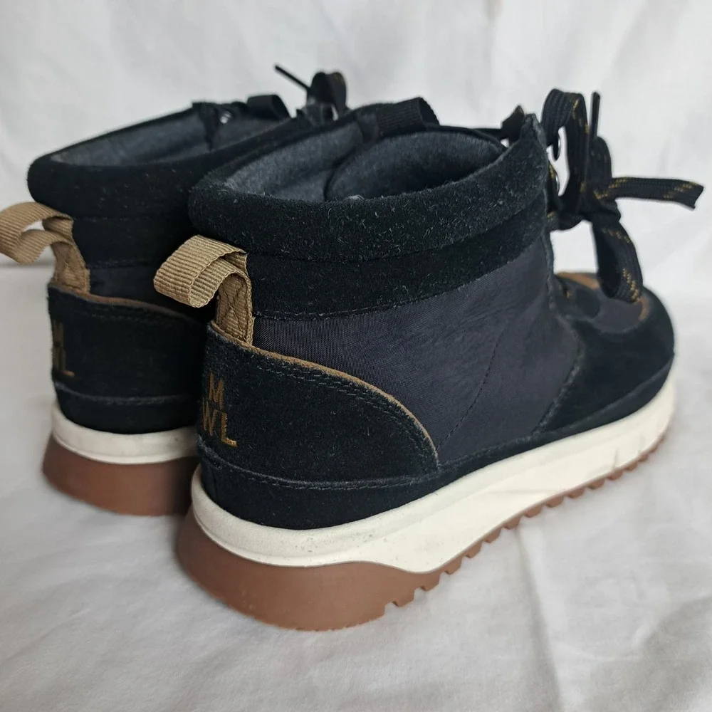 Madewell Sneaker Boot Womens 7M Black Lace Up Nylon and Suede Water Resistant